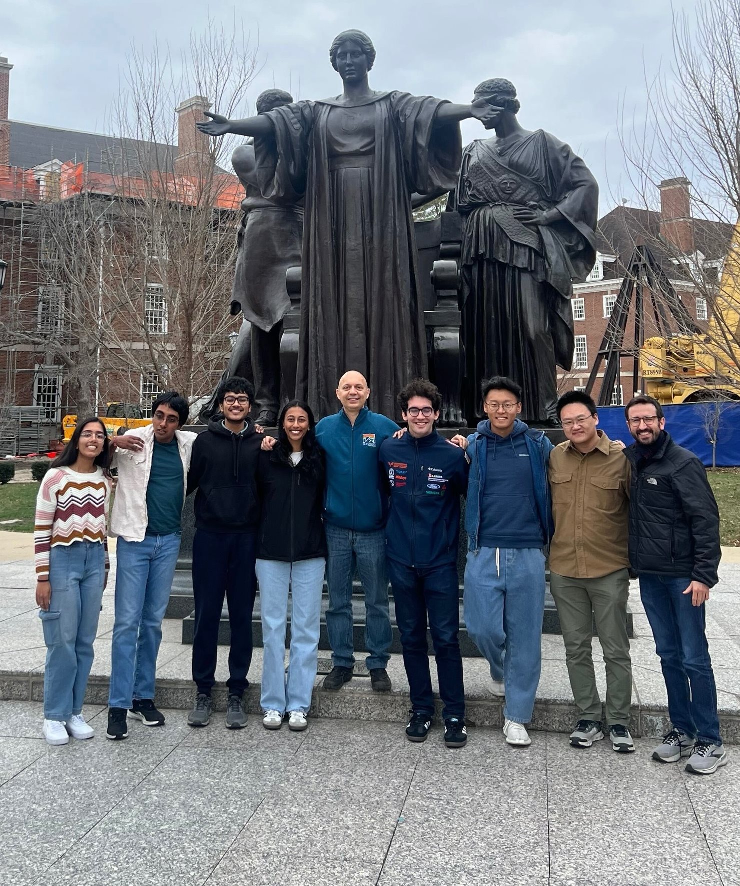 ScribeAR Team poses infront of Alma Mater