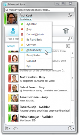 The Microsoft Lync client, as demonstrated here, is part of the Unified Communications services now be use across the College of Engineering. Credit: Microsoft